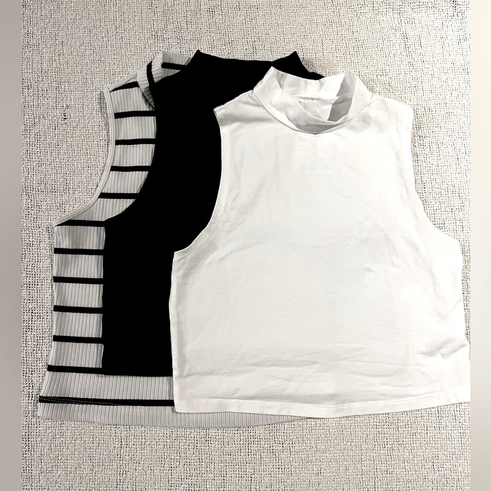 Trio of Mock Neck Crop Top Shirts - Old Navy and Wild Fable
